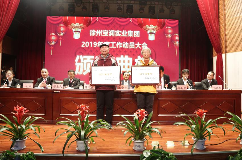 乐玩在线2019年度工作动员大会---集团公司领导为先进单位和先进个人代表颁奖